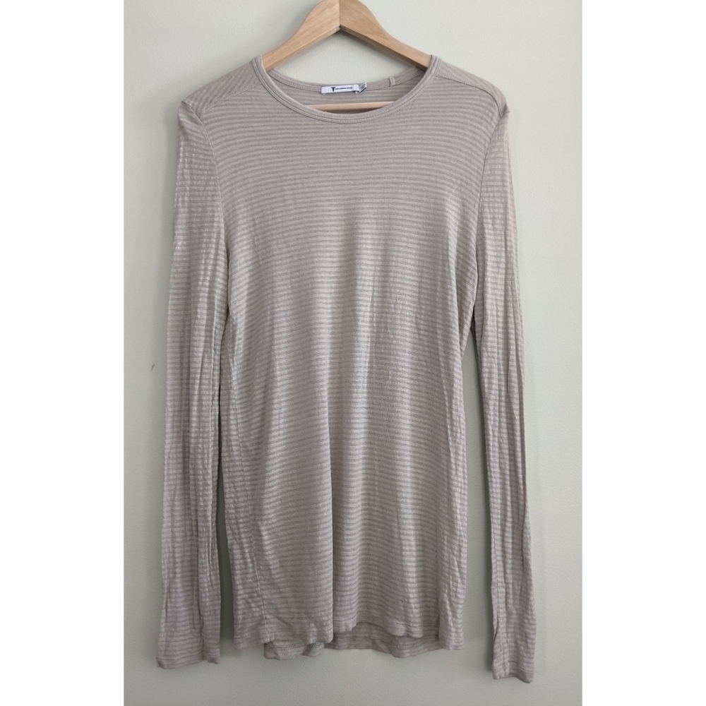 T by Alexander Wang Striped Rayon Henley Tee